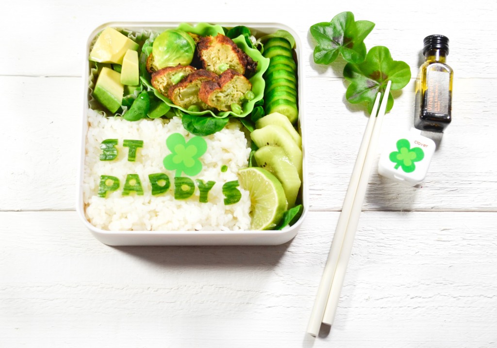bento vegetarien saint patrick croquettes pois chiche piment vache qui rit st. paddy's day vert